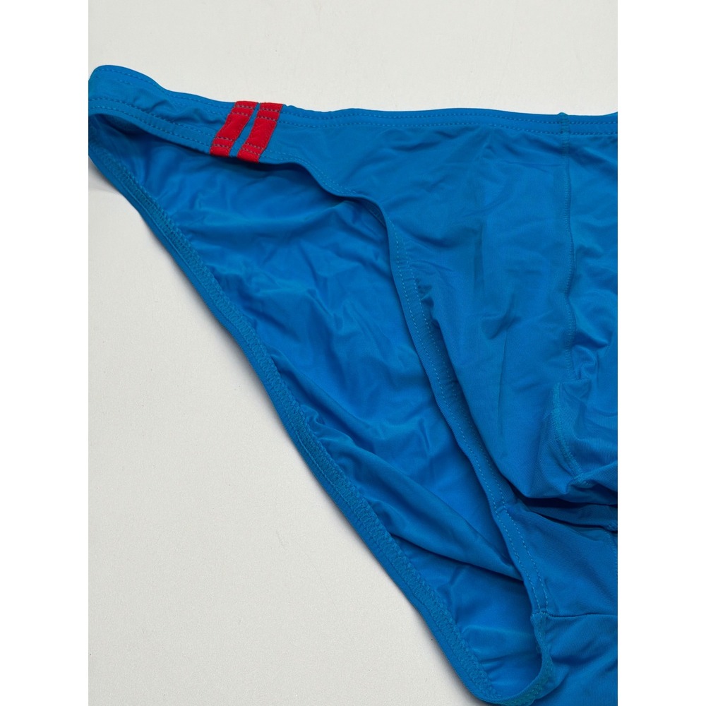 Blue Low Rise Contoured Pouch Bikini Briefs Mens Size XL Sporty Stripe Underwear - Picture 2 of 4
